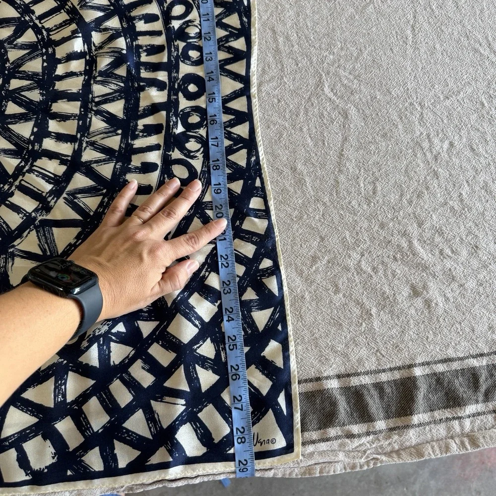 Vintage 70s Vera Neumann Silk Scarf Navy Geometric 29
